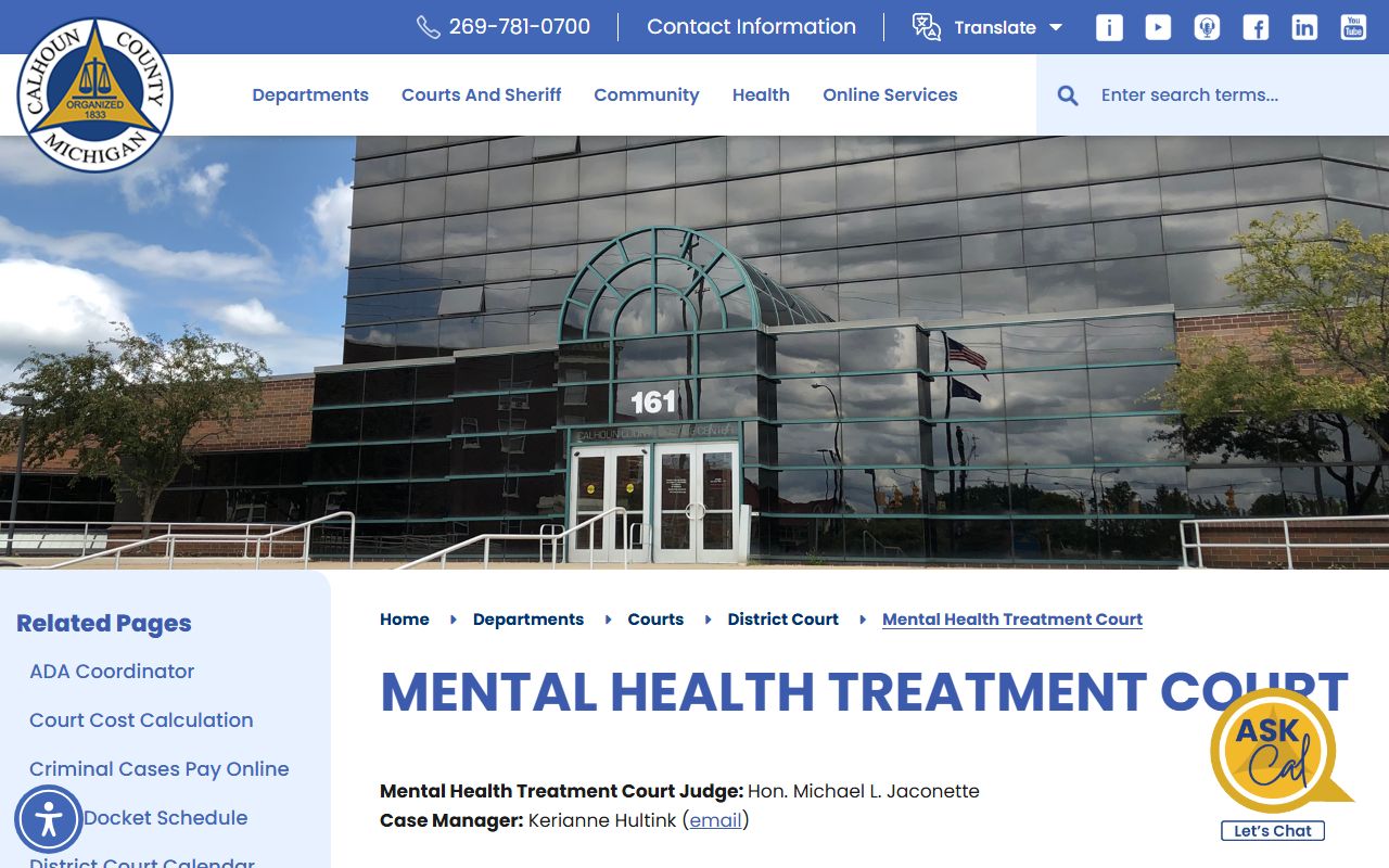 Calhoun County Mental Health Treatment Court program page on the district court site