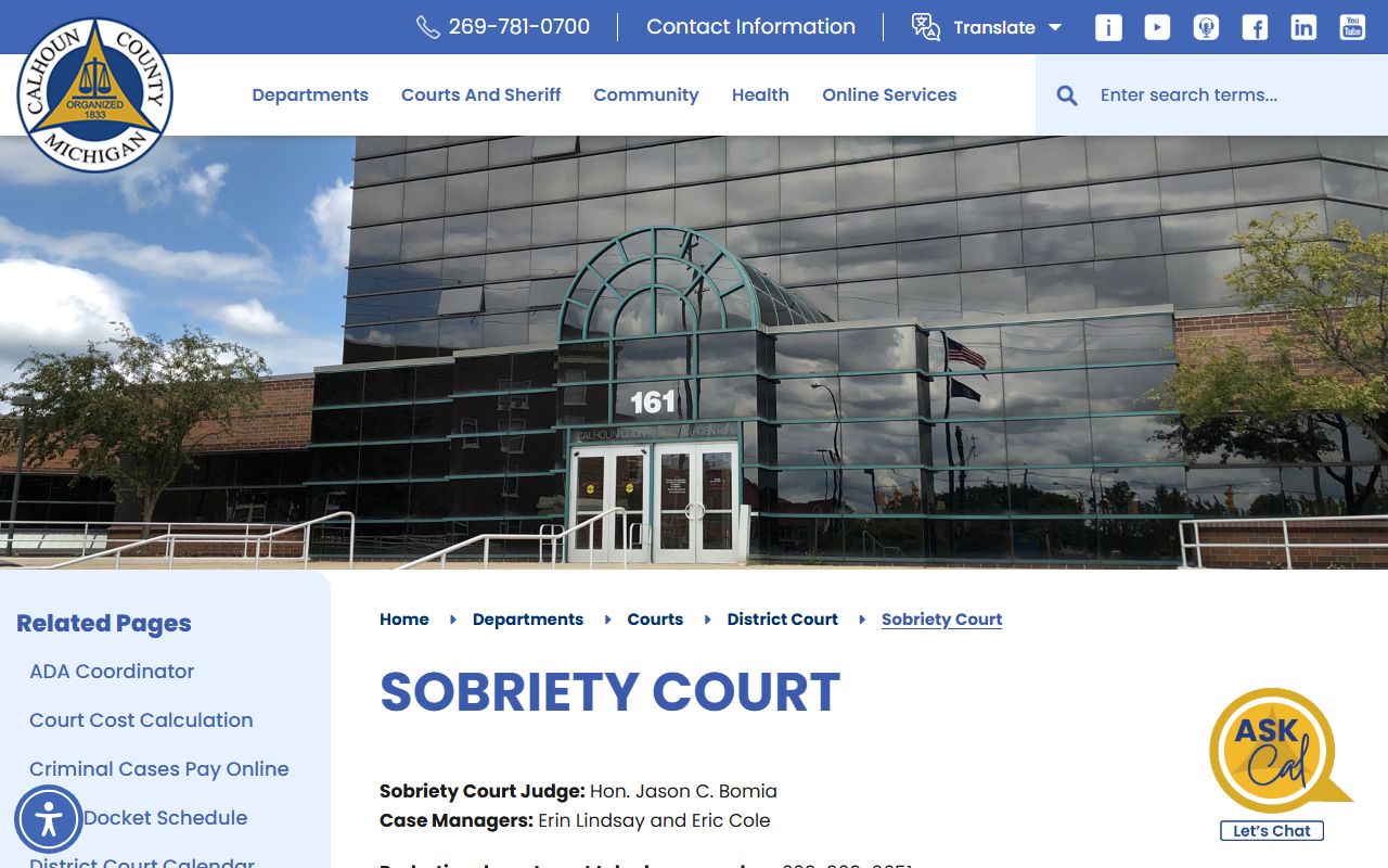 Calhoun County Sobriety Court program page on the 10th District Court site