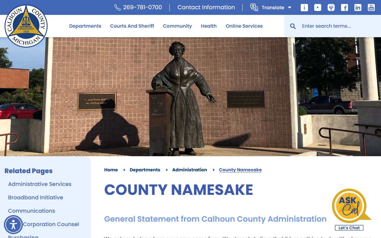 Calhoun County court records county naming and cabinet-county history
