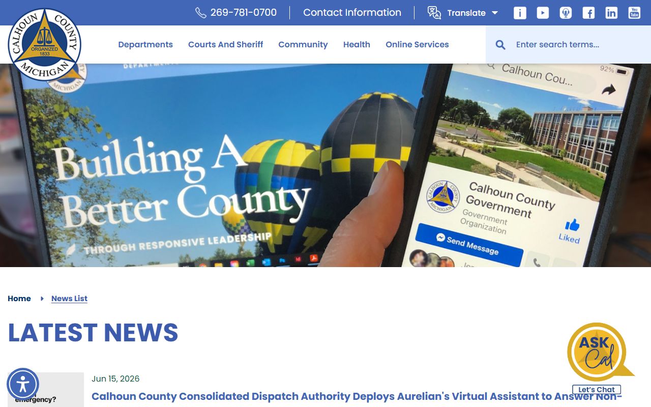 Calhoun County court records recent news feed with dated county items