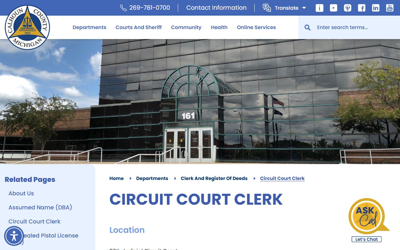 Calhoun County circuit court clerk divorce file access information