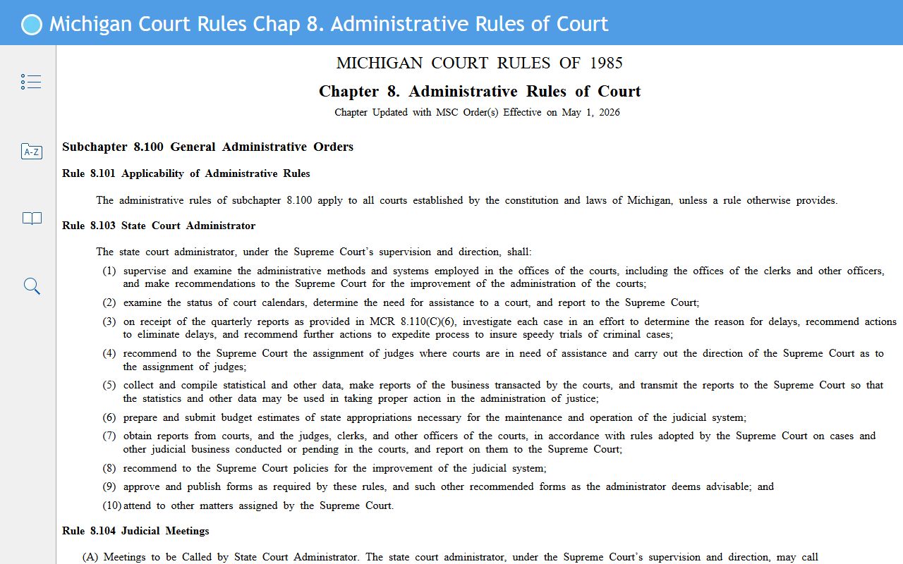 Calhoun County probate records access under Michigan Court Rules Chapter 8