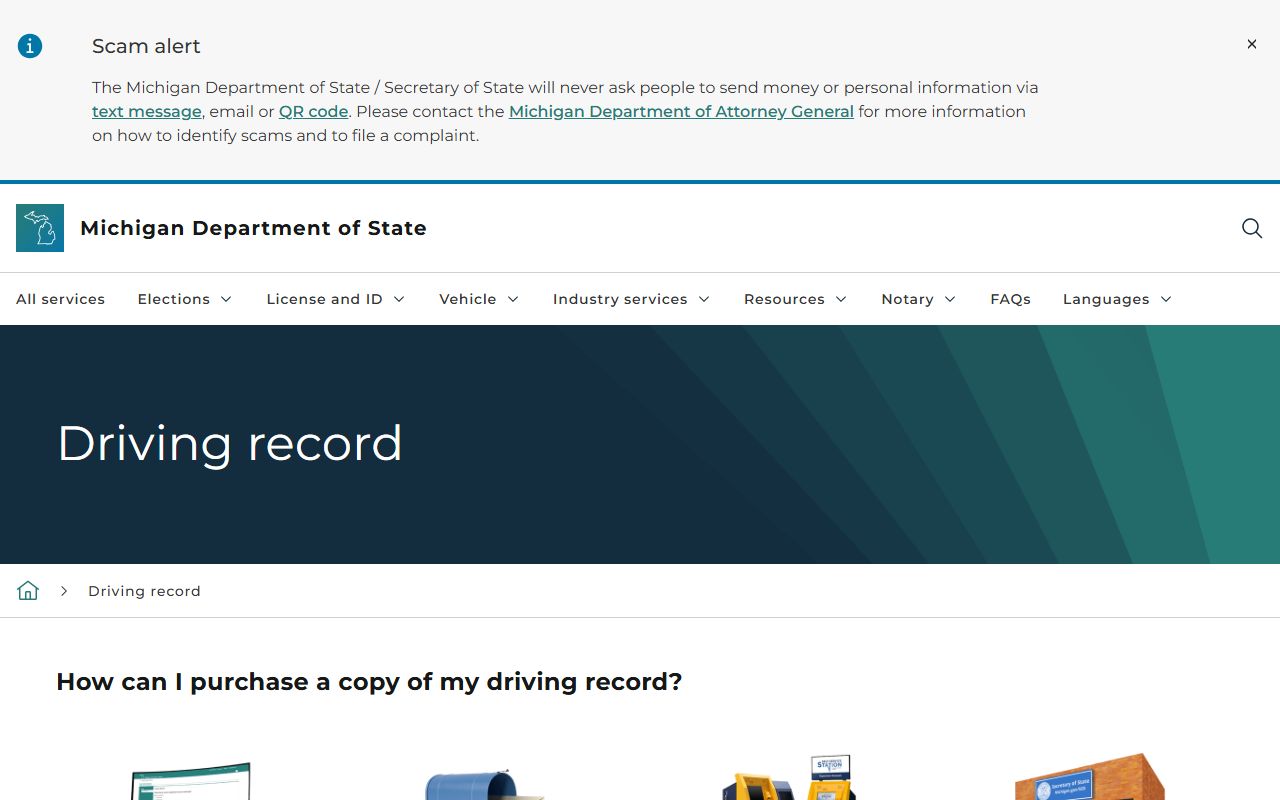 Calhoun County drivers access the Secretary of State driving record for traffic convictions